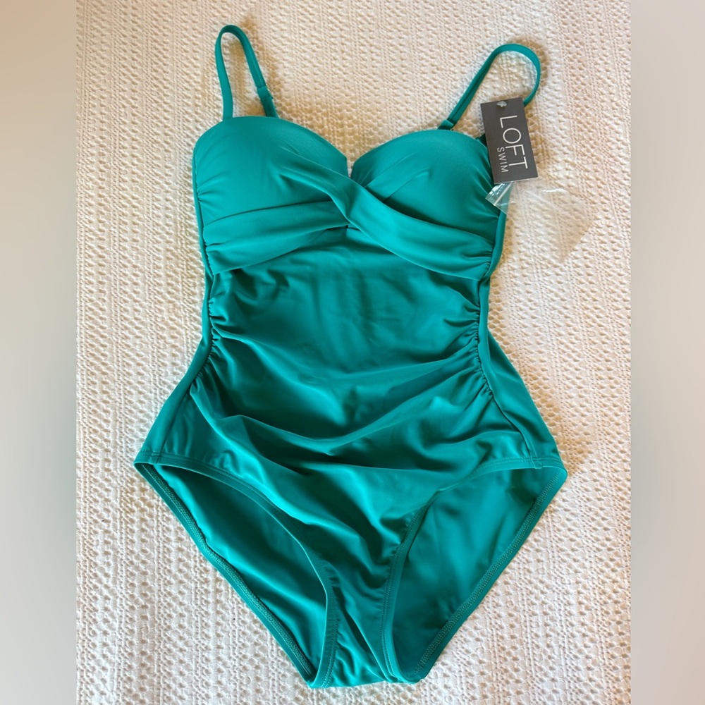 NWT LOFT women’s Aqua One Piece Swimsuit size small